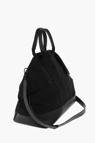 borsa tote con dettagli in pelle e tracolla removibile