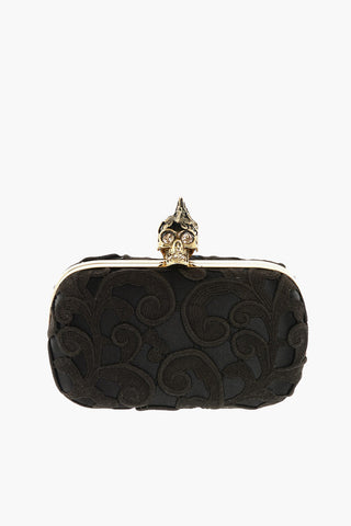 Satin Lace Clutch with Skull Closure