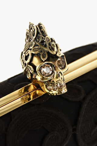 Satin Lace Clutch with Skull Closure