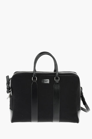 Textile Business Bag with Leather Details