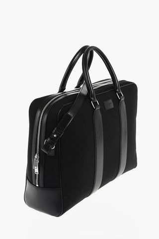 Textile Business Bag with Leather Details