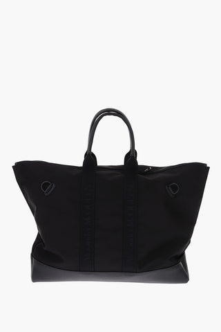 borsa tote con dettagli in pelle e tracolla removibile