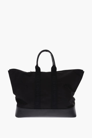 borsa tote con dettagli in pelle e tracolla removibile