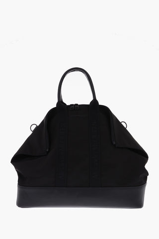 borsa tote con dettagli in pelle e tracolla removibile