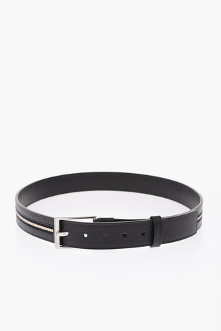 35mm leather TAMER reversible belt with fabric detail