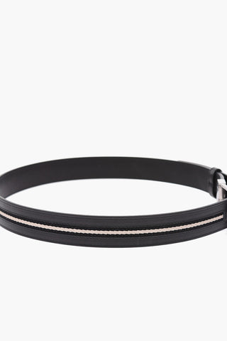35mm leather TAMER reversible belt with fabric detail