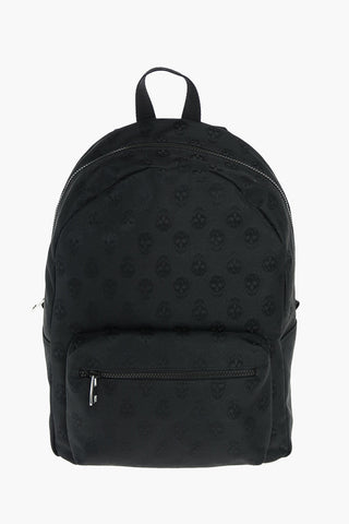 Jacquard Skull Textile Backpack with Outer Pocket