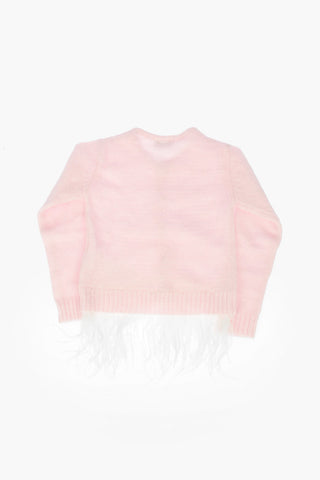 Crewneck Sweater with Ostrich Feathers