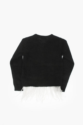 Crewneck Sweater with Ostrich Feathers