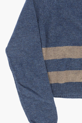 Striped Cardigan with Jewel Button