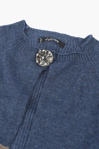 Striped Cardigan with Jewel Button