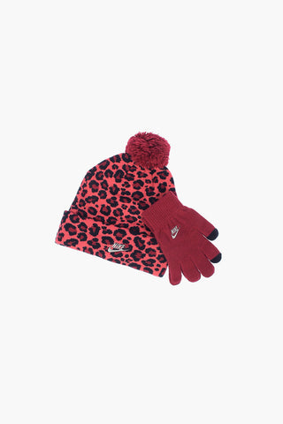Gloves And Leopard Printed Hat Set