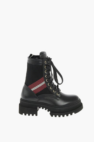 Anfibi in Pelle GIOIS con Inserti in Tessuto
