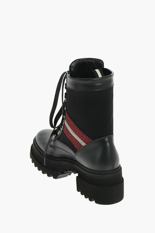 Anfibi in Pelle GIOIS con Inserti in Tessuto