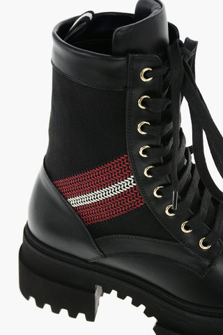 Anfibi in Pelle GIOIS con Inserti in Tessuto