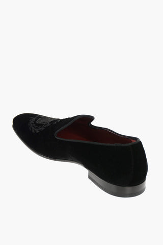 Suede Loafers with Embroidered Logo