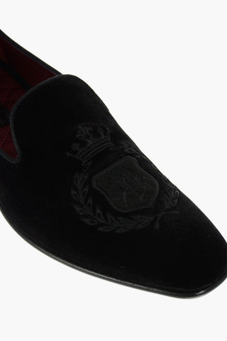 Suede Loafers with Embroidered Logo