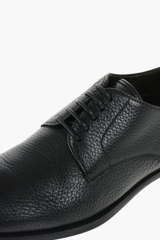 Lace Up Textured Leather Derby Shoes