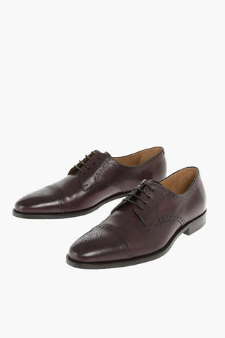 Lace Up Brogue Leather Derby Shoes