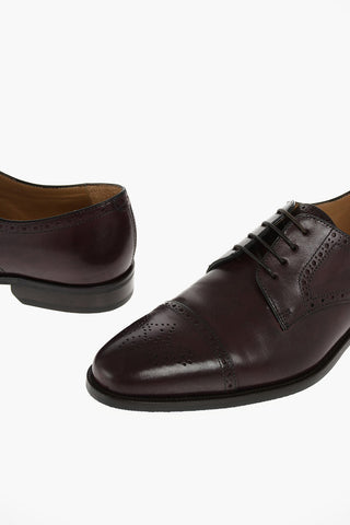 Lace Up Brogue Leather Derby Shoes