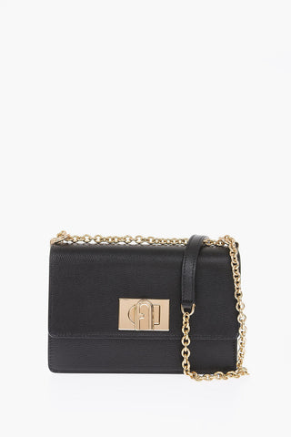 Textured leather crossbody bag
