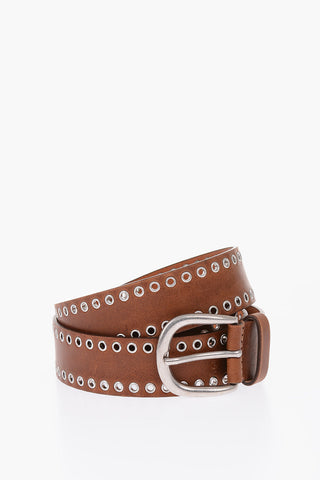 35mm leather studded belt