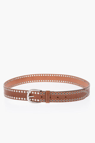 35mm leather studded belt