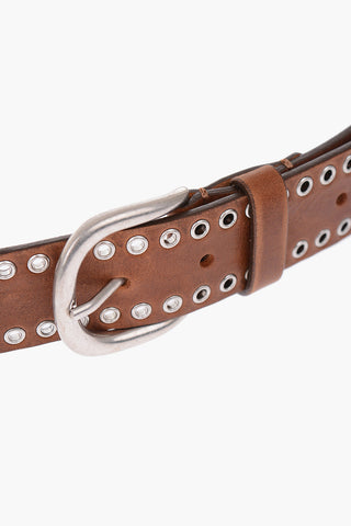 35mm leather studded belt