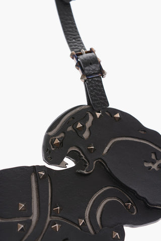 GARAVANI leather keyring with studs