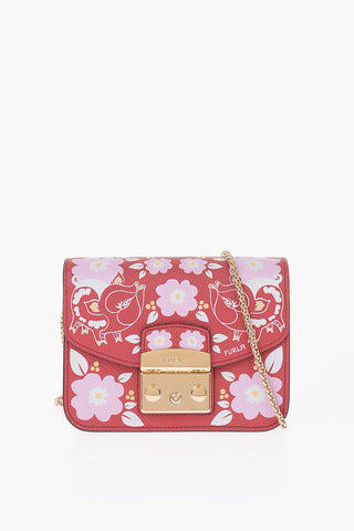 leather floral printed METROPOLIS crossbody bag