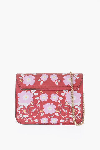 leather floral printed METROPOLIS crossbody bag