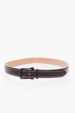 30mm tone-on-tone leather belt with buckle