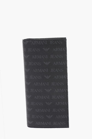 JEANS eco leather document holder with all over logo print