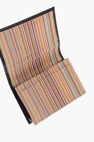 mini portamonete in pelle con interno a righe