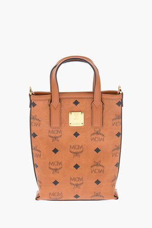 eco leather all over logo mini tote bag
