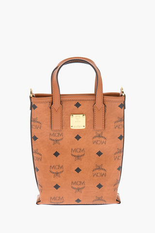 eco leather all over logo mini tote bag