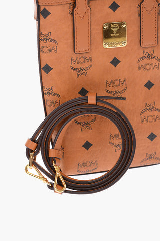 eco leather all over logo mini tote bag