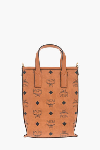 eco leather all over logo mini tote bag