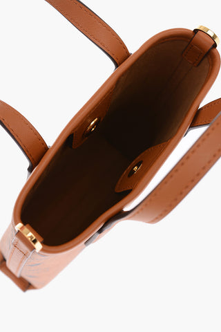 eco leather all over logo mini tote bag