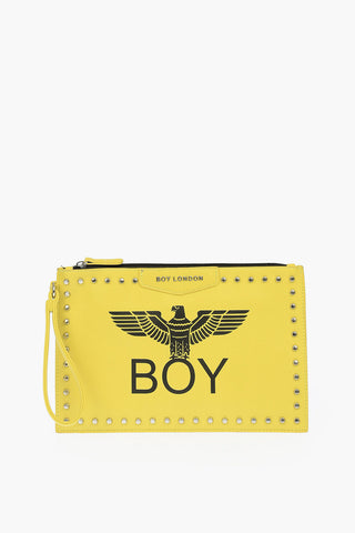 Faux Leather Printed Studded Pochette