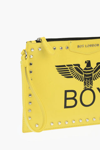 Faux Leather Printed Studded Pochette
