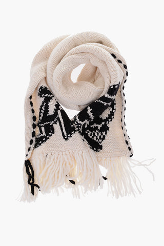 embroidered scarf with fringed