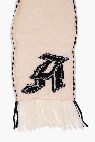 embroidered scarf with fringed