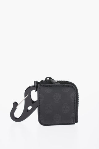leather all over skull printed mini coin holder