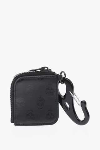 leather all over skull printed mini coin holder