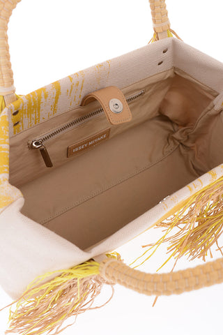 Printed Handbag with Raffia Fringes