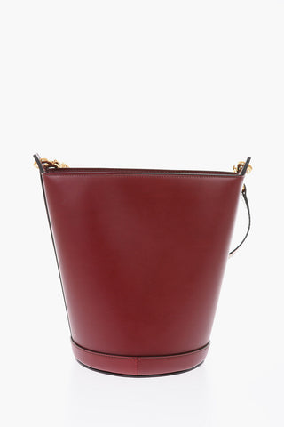 Leather Bucket Bag with Shoulder Strap