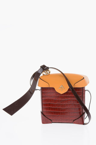 Crocodile Printed Leather Shoulder Bag