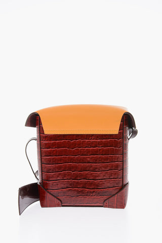 Crocodile Printed Leather Shoulder Bag