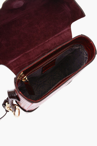 Crocodile Printed Leather Shoulder Bag